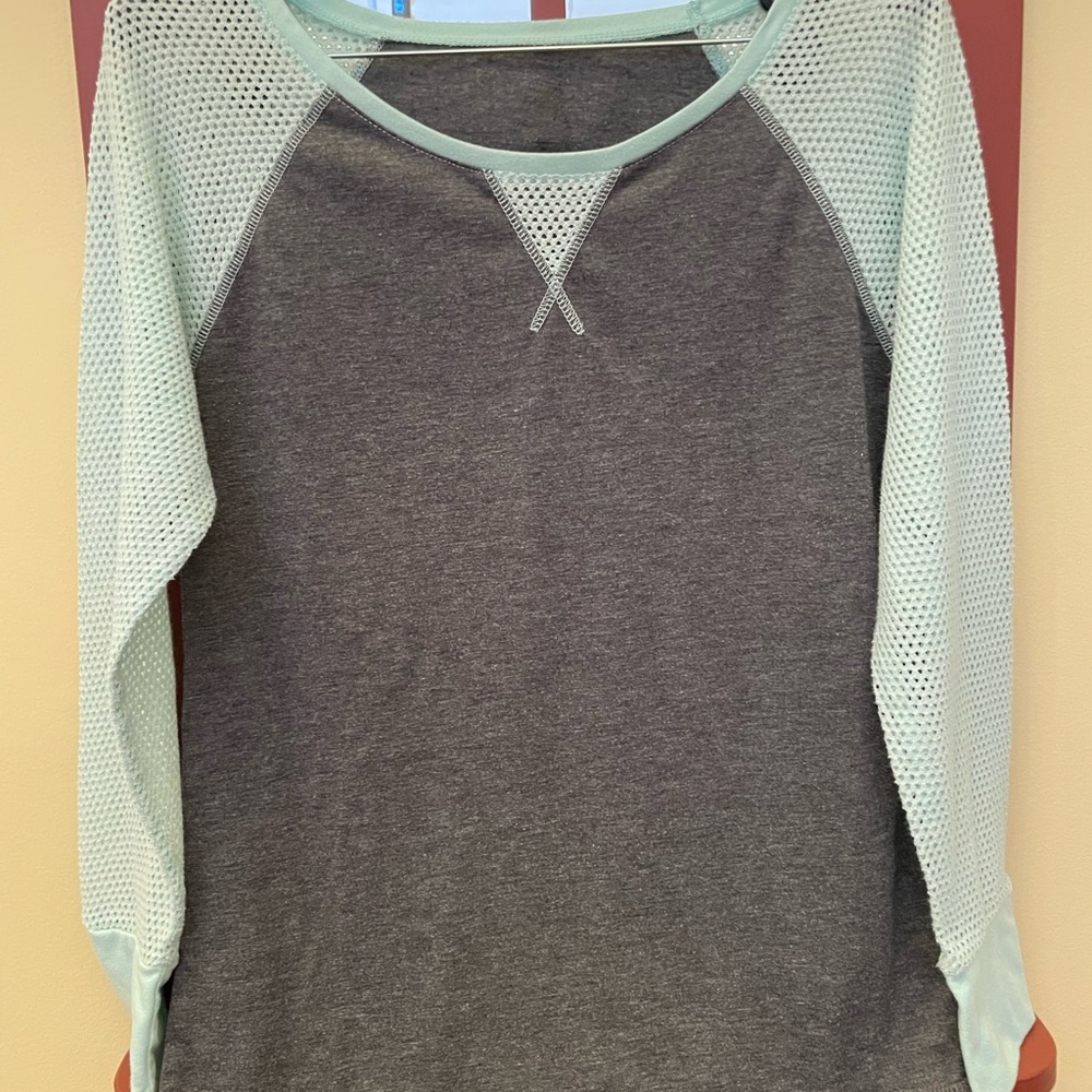 Balance Collection Gray and Mint Long Sleeve Top